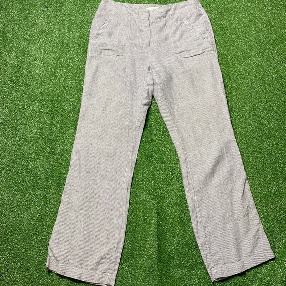 Chicos Nautical Stripe Linen Pants 0.5/ S - Picture 2 of 9